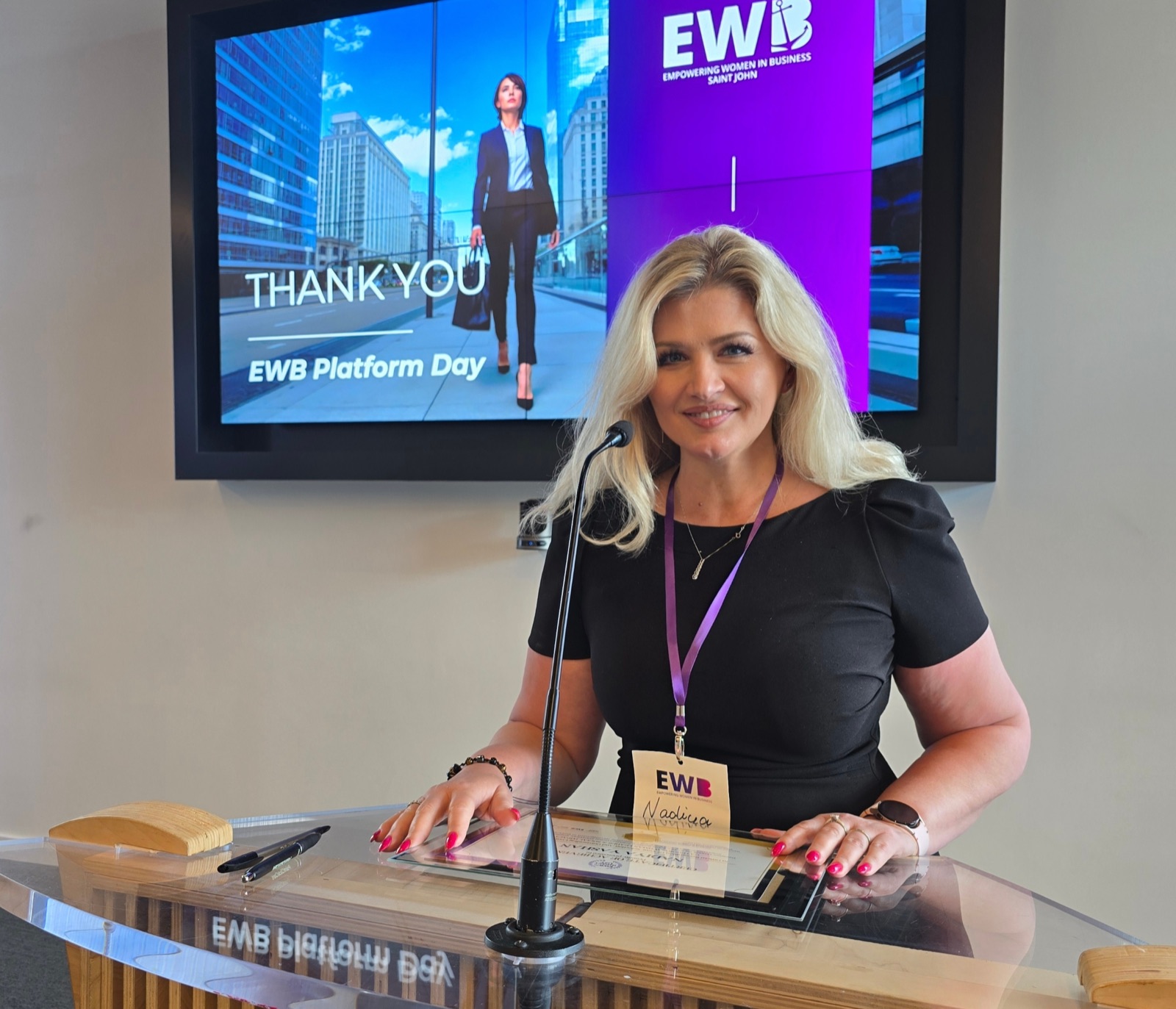 A member speaking at a podium
